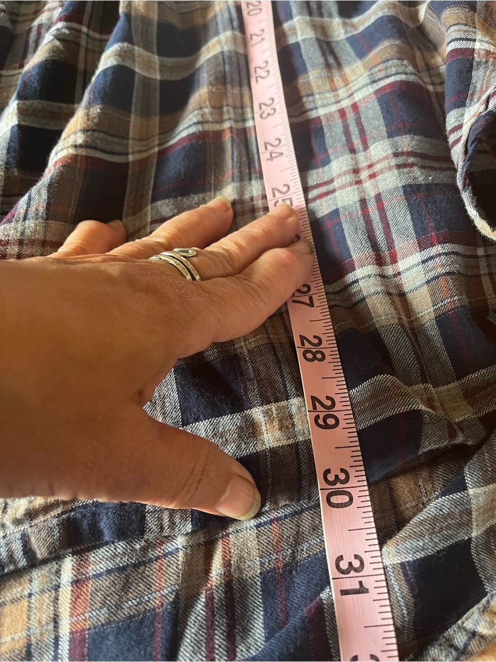 Johnny Was Navy, Cream & Burgundy Plaid Blouse - Picture 6 of 6
